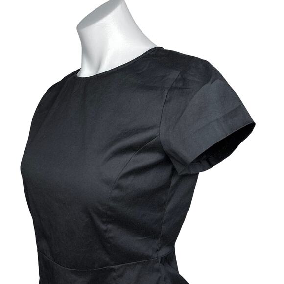 Theory Carrian H Women’s Black Short Sleeve Cotton Peplum Zip Blouse Top Sz XSP - Picture 5 of 9